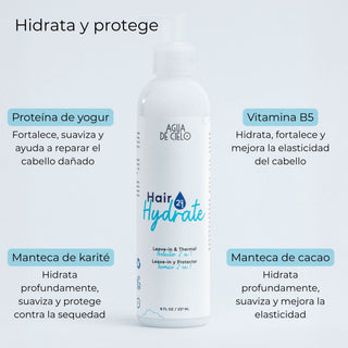 protector termico para el cabello hair hydrate agua de cielo