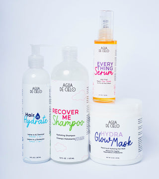 kit recuperación tratamiento para cabello seco maltratado y quebradizo agua de cielo